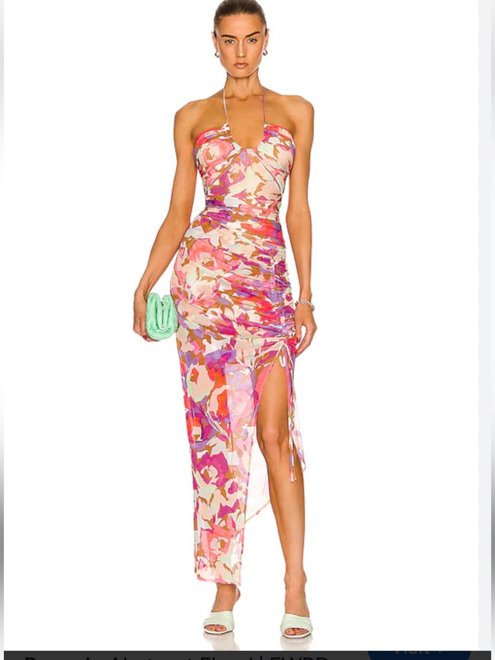 NWT NICHOLAS Maeve Halter Abstract Ruched Midi Dress